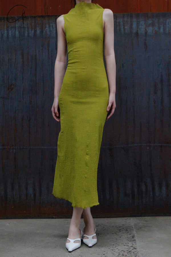 Marc Le Bihan Silk Shrink Stretch Sleeveless Dress 21967 Collection France MLB-21967 E23-ANIS